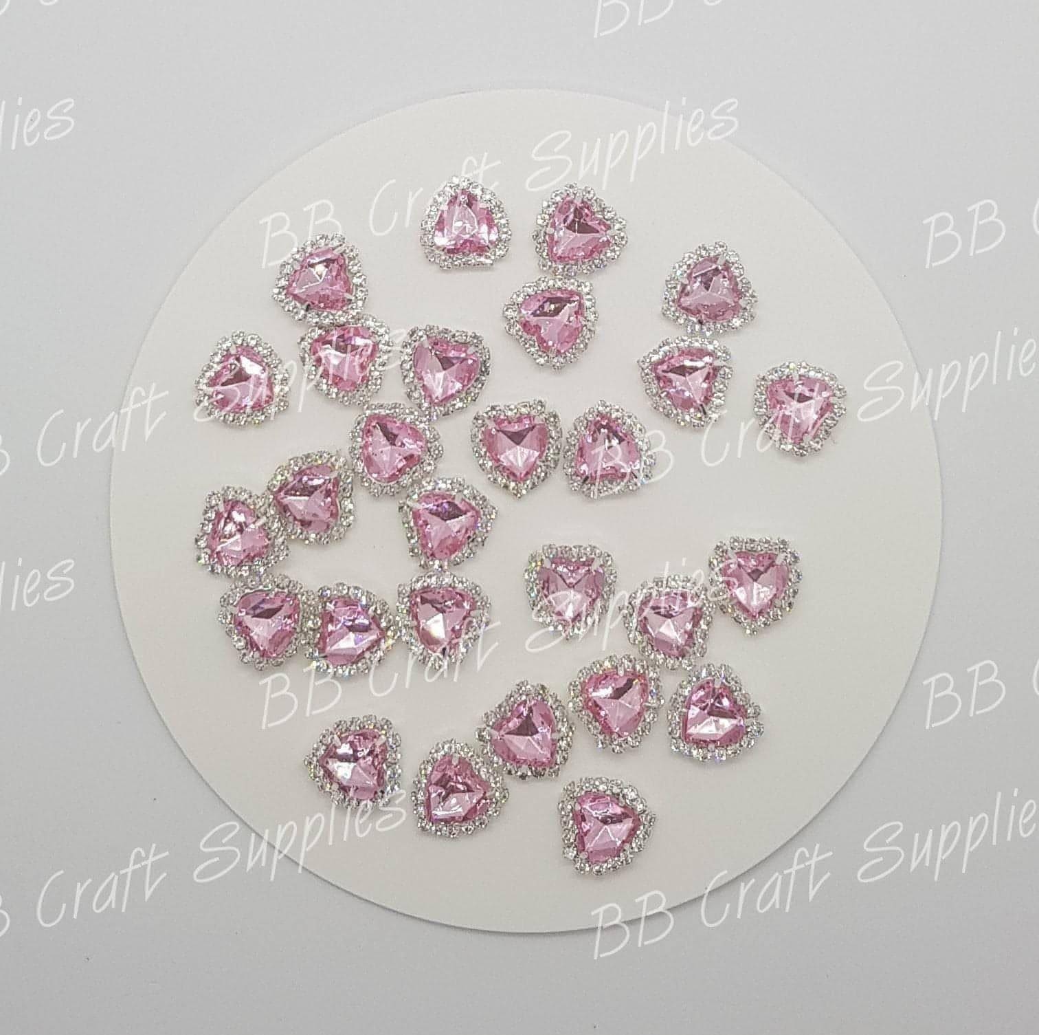 Rhinestone Hearts-  Embellishment's - Embelishment, Rhinestone - Bare Butler Faux Leather Supplies 