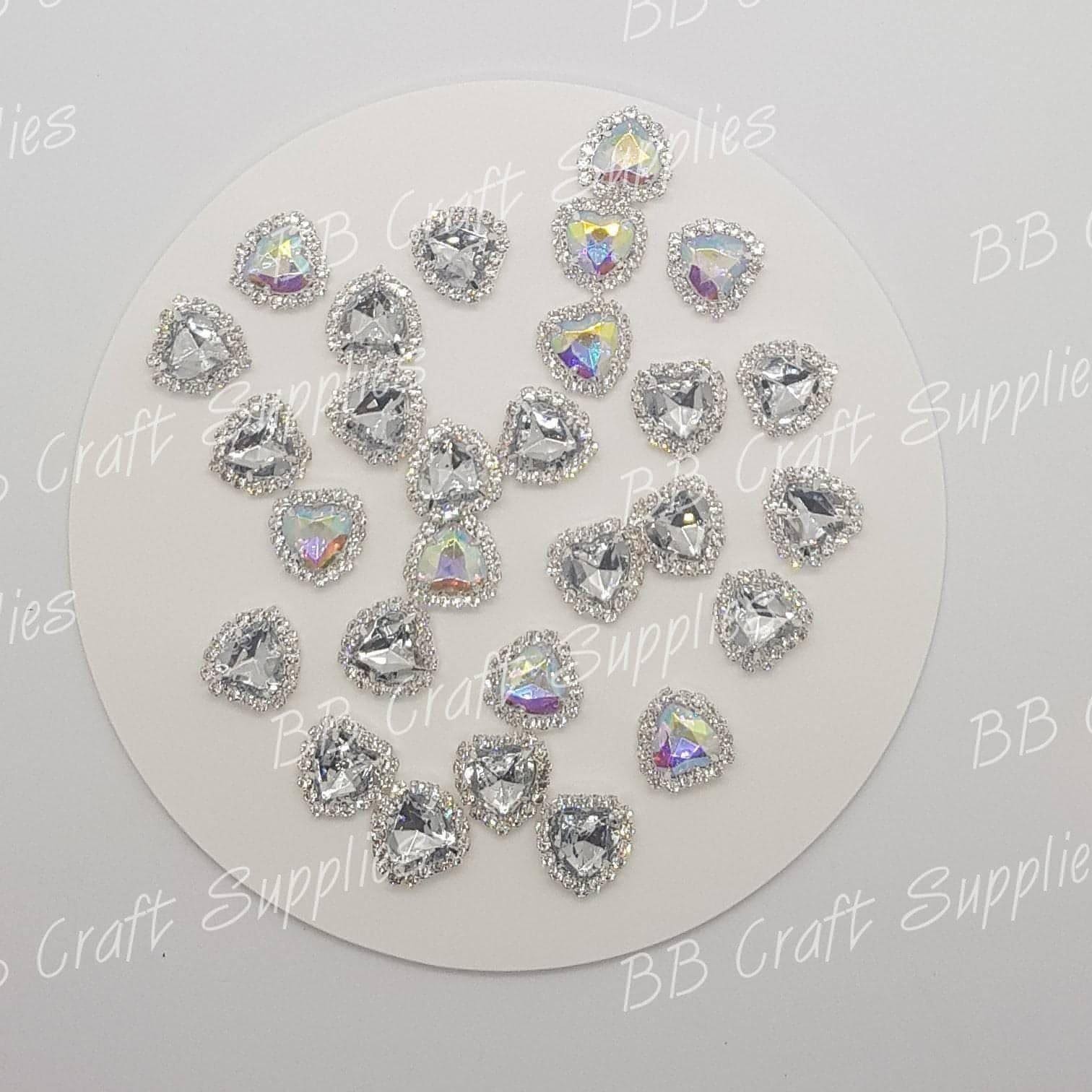 Rhinestone Hearts-  Embellishment's - Embelishment, Rhinestone - Bare Butler Faux Leather Supplies 