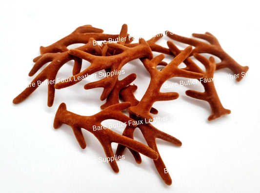 Velvet Feel Antlers Brown - Antlers, christmas, Embelishment, velvet - Bare Butler Faux Leather Supplies 